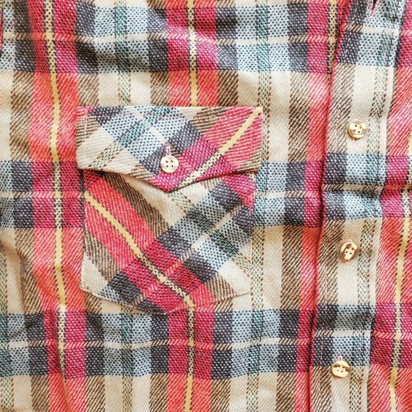 Vintage Bull Run Rugged Wear PLAID FLANNEL Button Down SHIRT Men's Medium - Picture 2 of 8
